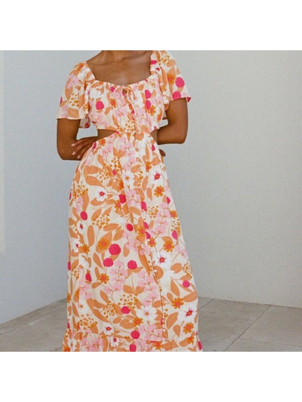 SABO SKIRT - Floral cut out Maxi Dress, Fully Lined, Size Small